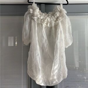 CINQ A SEPT Elegant White Ruffled Women's Mini Dress